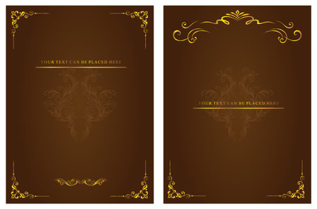 vintage background with golden frameのイラスト素材