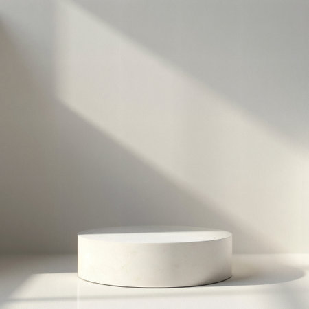 Abstract minimal scene with white podium for product presentation. 3D renderingの素材
