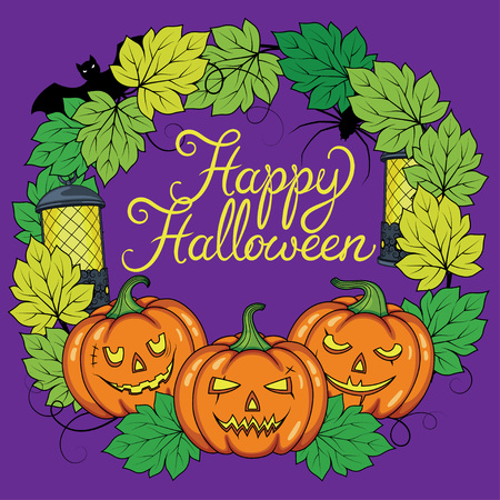 halloween wreathのイラスト素材