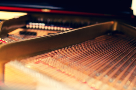 interior of concert grand pianoの写真素材