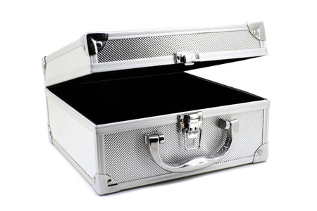 Outdoor aluminum case on a white background closeupの写真素材