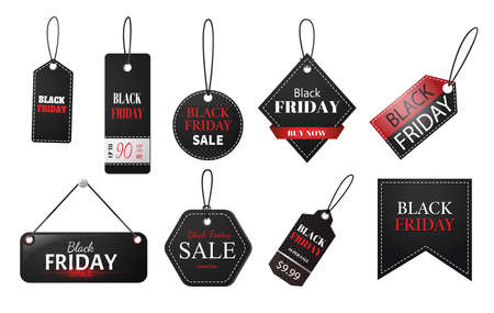 Black friday tag. Set of tags and labels with text for black friday salesのイラスト素材