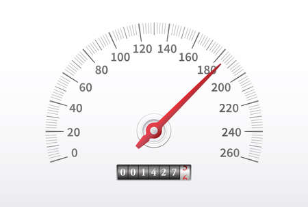 Car speedometer. Realistic speedometer with speed level scale isolated on white backgroundのイラスト素材