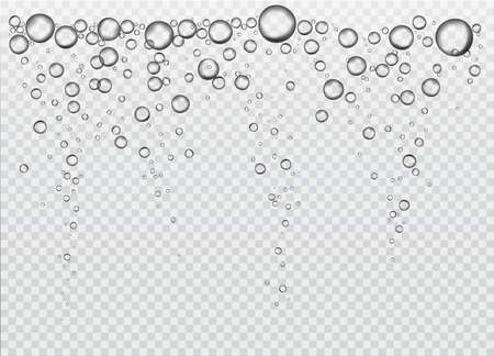 Realistic vector air bubbles. Water rain drops or air bubbles isolated on transparent backgroundのイラスト素材