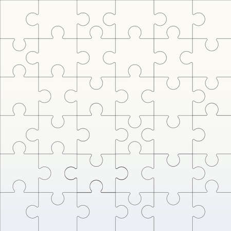 Puzzles grid template. Square puzzle 6x6 grid jigsaw game and join 36 picture pieces. Business assemble metaphor or puzzles game challenge vector illustrationのイラスト素材