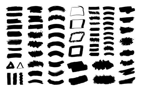 Black spots. Collection of black paint, ink brush strokes, brushes, lines, grungy. Vector set.のイラスト素材