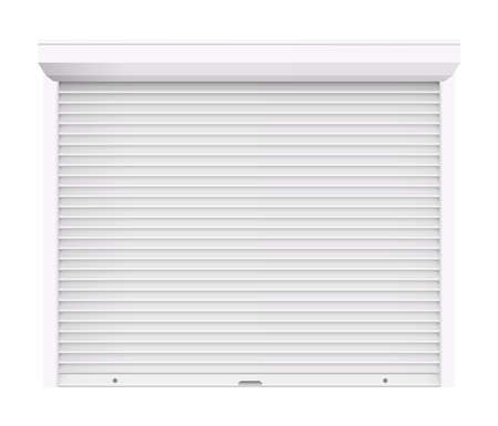 Rolling shutter door. Automatic construction door, shutter entrance door. Vector rolling shutter illustration on white backgroundのイラスト素材