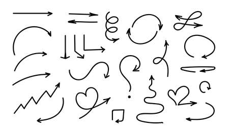 Set of arrow doodle isolated on white backgroundのイラスト素材