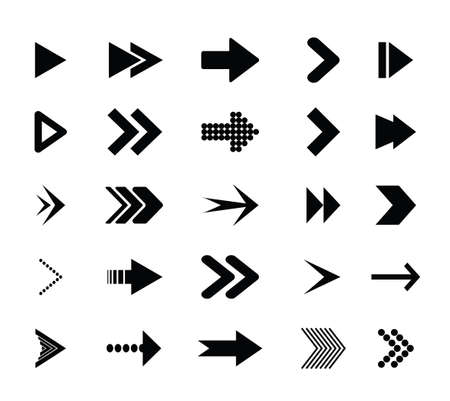 Arrow icons. Icons cursor button label next page web interface. Flat vector navigation symbolのイラスト素材