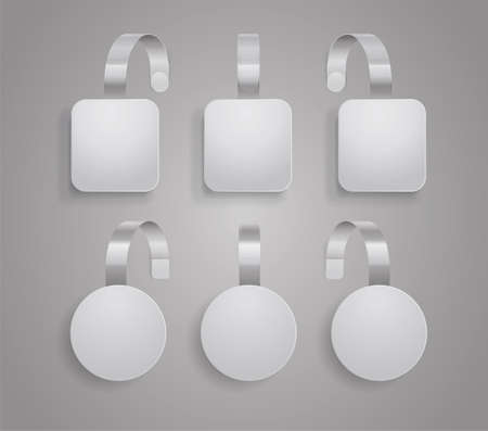 Wobbler template. Set of bended white blank wobblers round and square shapesのイラスト素材