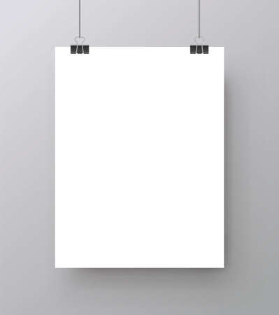 Paper sheet hanging on wall empty pictureのイラスト素材