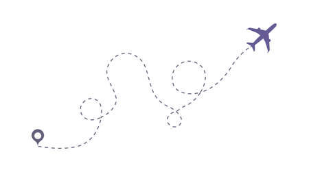 Art design airplane sky route. Airplane line vector icon. Abstract concept graphic element for air transportation presentation.のイラスト素材