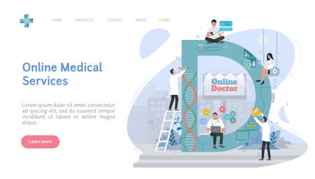 Medical concept illustrations. Banner image for websites, or apps. Online medical servicesのイラスト素材