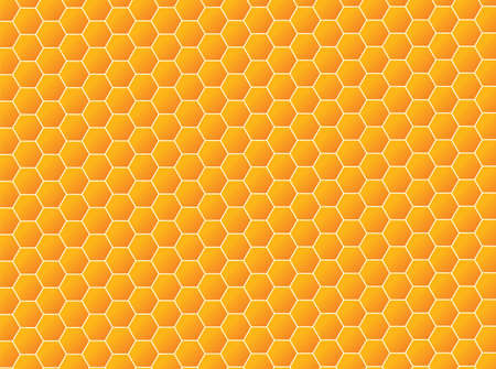 Honeycomb orange background from a bee hive. Vector illustration of geometric texture. Seamless hexagons pattern for web, print, wallpaperのイラスト素材