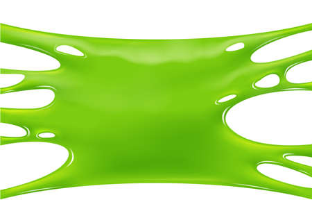 Green sticky slime banner. Realistic slime isolated object. Halloween party spooky design element. Vector backgroundのイラスト素材