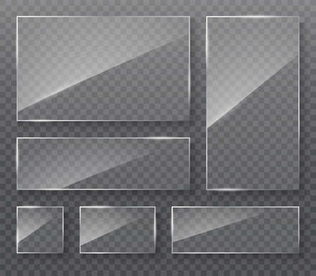 Vector modern transparent glass plates set on sample background. Eps10の写真素材