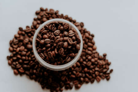 coffee beans on white backgroundの写真素材