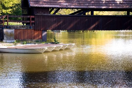 Landscape on the lake-autumnalの写真素材