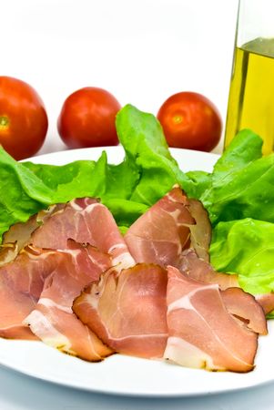 gourmet slices of smoked hamの写真素材