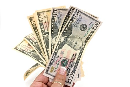 many American dollars banknote in the hand