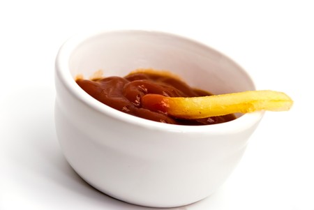 french fries and ketchup-mixed dip