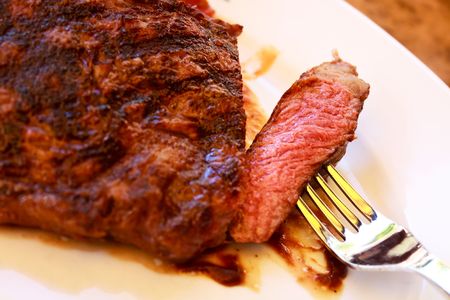 Sirloin Strip Steak with baked Potatoの写真素材