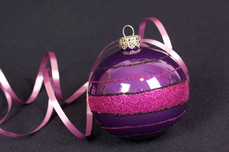 christmas baubles on the fir branchesの写真素材
