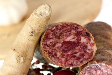 Pepper Salami with garlicの写真素材