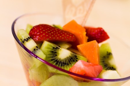 Fruit Salad with Ice Cream,kiwi,strawberry,papaya の写真素材