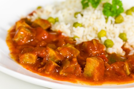 fresh stew of beef and pork with rice の写真素材
