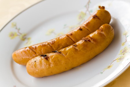 red sausages,grilledの写真素材