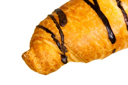 chocolate croissant isolated on whiteの写真素材
