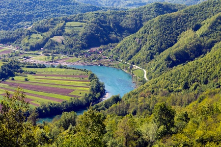 drina canyon,serbiaの写真素材