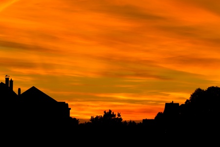 beautiful sunset in the city の写真素材