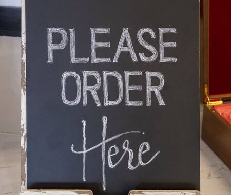 Close up sign for order in the cafe coffee.の写真素材