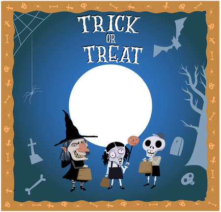 Halloween invitation or greeting card template "trick or treat"のイラスト素材