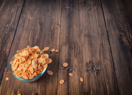 Tasty corn flakes in bowl