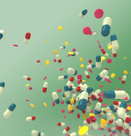 medicine , pills in abstract colorful backgroundの写真素材