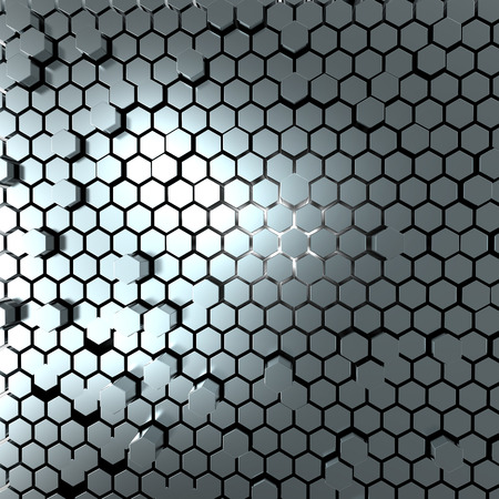 3d render of hexagon metalplate abstract background