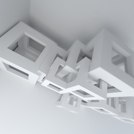 abstract white architecture 3d render backgroundの写真素材