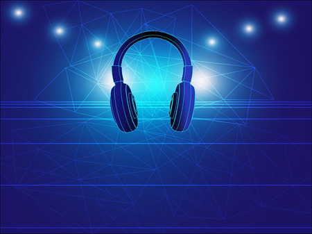 headphone techno background vector illustration for techno dance musicのイラスト素材