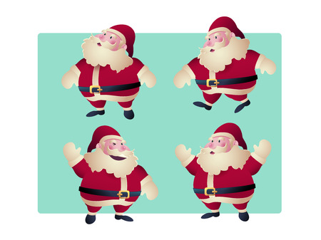 set of santa claus in different action for use in banner or web graphicのイラスト素材