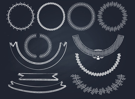 hand drawn chalkboard element vector illustrationのイラスト素材