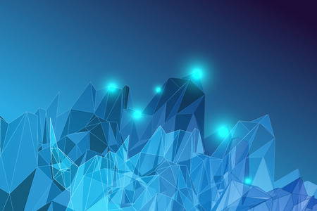 blue wireframe polygon abstract background represent internet and technologyのイラスト素材
