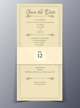 classic style wedding invitation card vector templateのイラスト素材