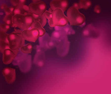 Valentine's day background with hearts and light abstract retro styleの写真素材