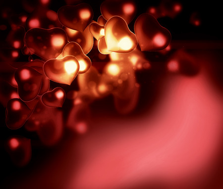 Valentine's day background with hearts and light abstract retro styleの写真素材
