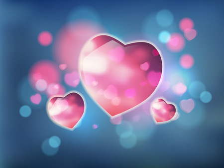 heart and bokeh vector abstract background for use as card,brochure,banner,in wedding or valentine's dayのイラスト素材