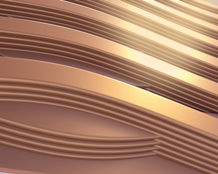 abstract background of gold metal in wave formの写真素材