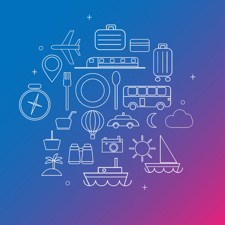 line icon linear style in travel symbol and tourism sign, vector illustrationのイラスト素材